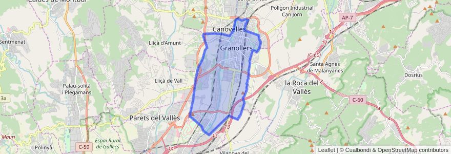 Mapa de ubicacion de Granollers.