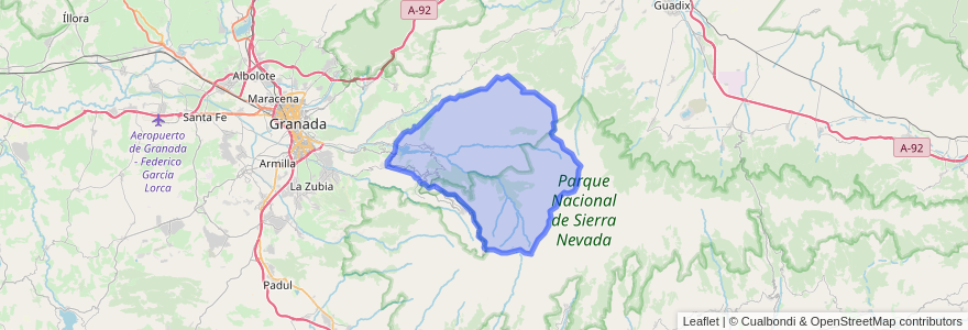 Mapa de ubicacion de Güéjar Sierra.