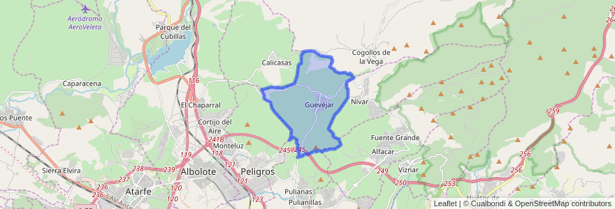 Mapa de ubicacion de Güevéjar.