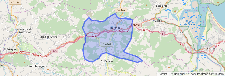 Mapa de ubicacion de Hazas de Cesto.