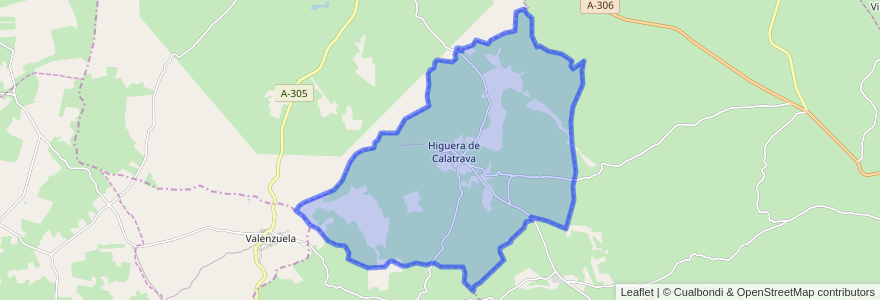 Mapa de ubicacion de Higuera de Calatrava.