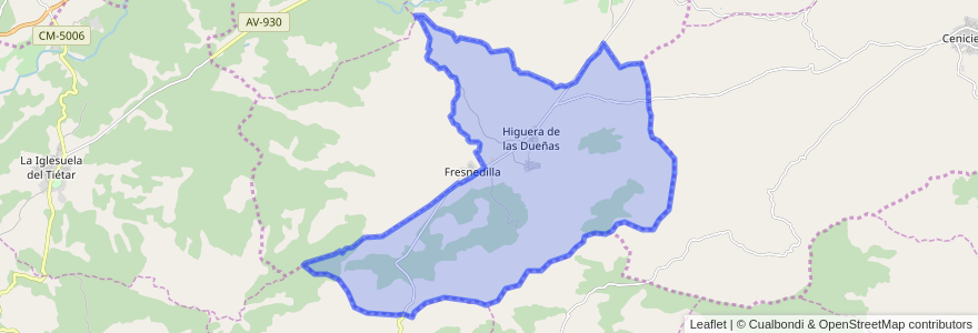 Mapa de ubicacion de Higuera de las Dueñas.