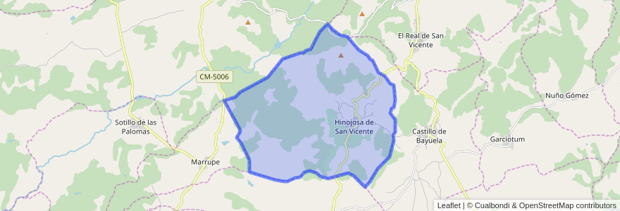 Mapa de ubicacion de Hinojosa de San Vicente.