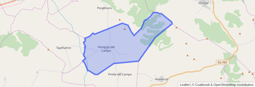 Mapa de ubicacion de Hinojosa del Campo.