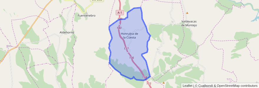 Mapa de ubicacion de Honrubia de la Cuesta.