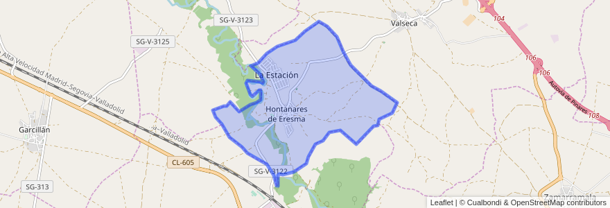 Mapa de ubicacion de Hontanares de Eresma.