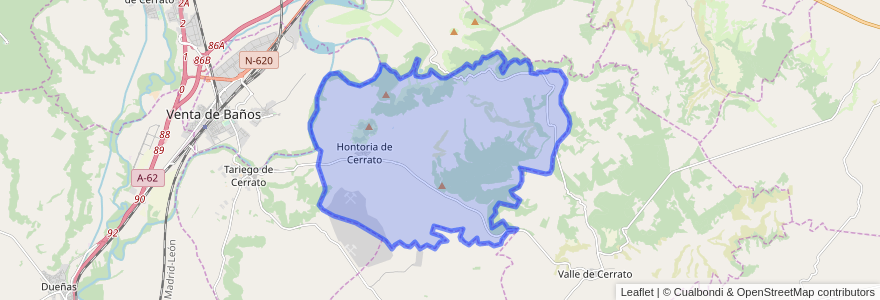 Mapa de ubicacion de Hontoria de Cerrato.