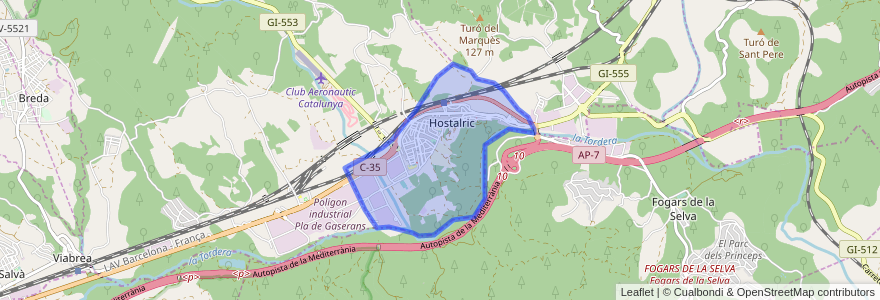 Mapa de ubicacion de Hostalric.