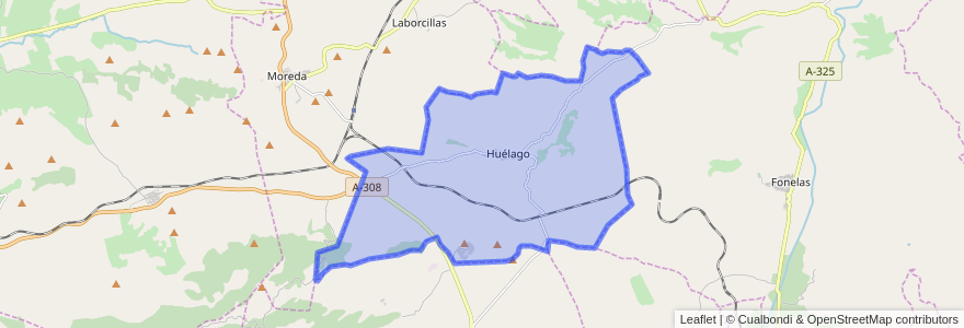 Mapa de ubicacion de Huélago.