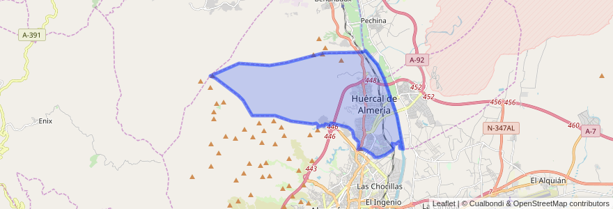 Mapa de ubicacion de Huércal de Almería.