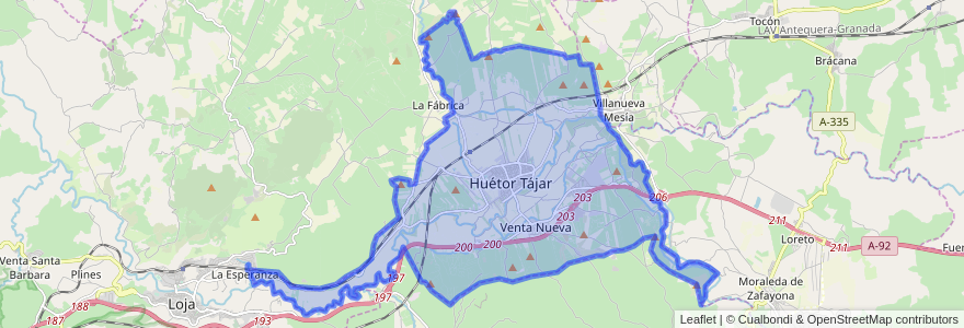 Mapa de ubicacion de Huétor Tájar.