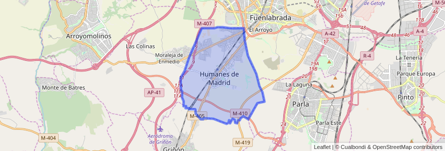 Mapa de ubicacion de Humanes de Madrid.