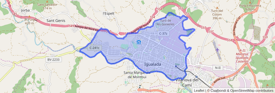 Mapa de ubicacion de Igualada.