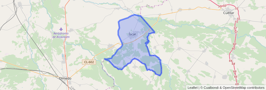 Mapa de ubicacion de Íscar.