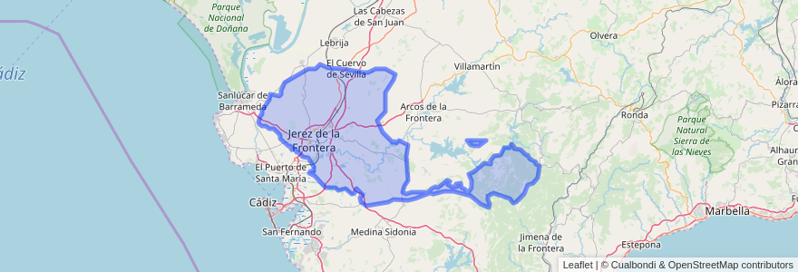 Mapa de ubicacion de Jerez de la Frontera.