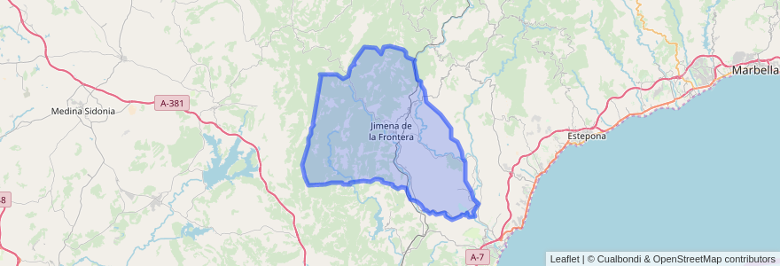 Mapa de ubicacion de Jimena de la Frontera.