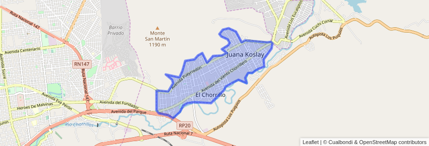 Mapa de ubicacion de Juana Koslay.