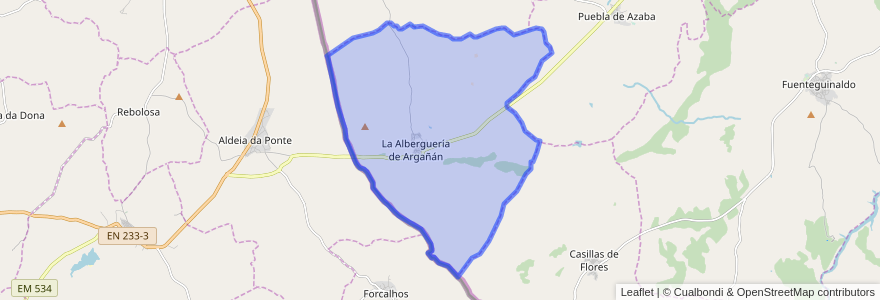 Mapa de ubicacion de La Alberguería de Argañán.