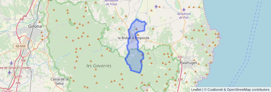 Mapa de ubicacion de la Bisbal d'Empordà.