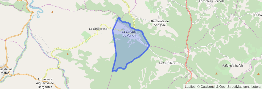 Mapa de ubicacion de La Cañada de Verich / la Canyada de Beric.