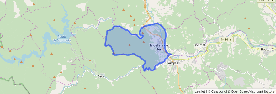 Mapa de ubicacion de la Cellera de Ter.