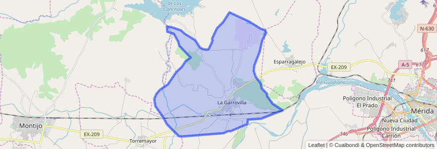 Mapa de ubicacion de La Garrovilla.