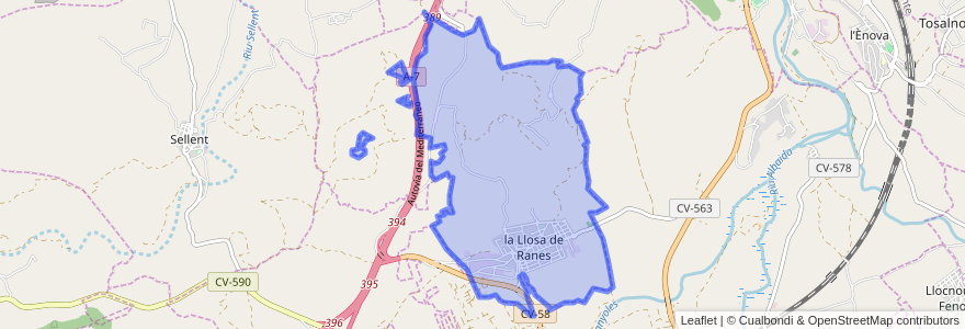 Mapa de ubicacion de la Llosa de Ranes.