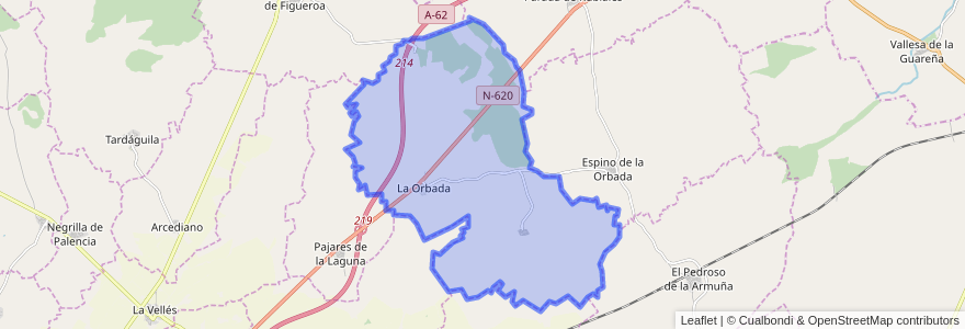 Mapa de ubicacion de La Orbada.