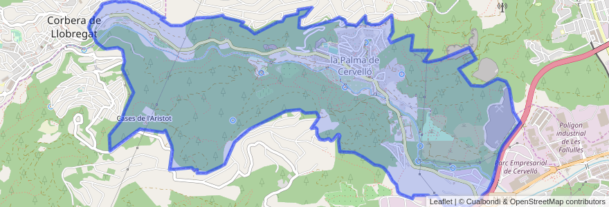 Mapa de ubicacion de la Palma de Cervelló.