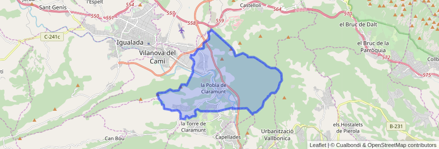 Mapa de ubicacion de la Pobla de Claramunt.