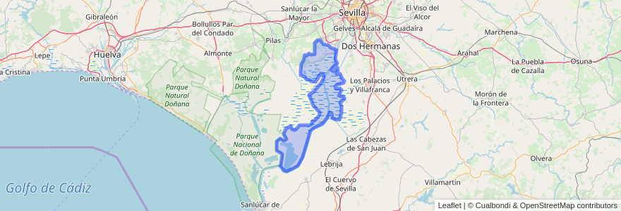 Mapa de ubicacion de La Puebla del Río.