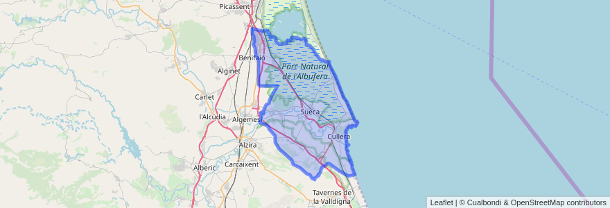 Mapa de ubicacion de la Ribera Baixa.