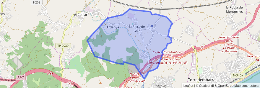 Mapa de ubicacion de la Riera de Gaià.