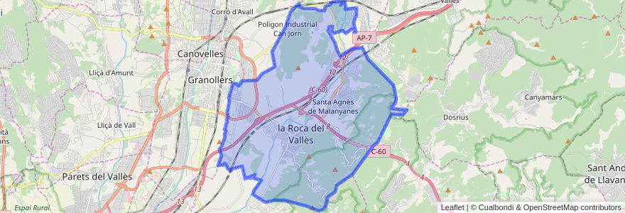 Mapa de ubicacion de la Roca del Vallès.