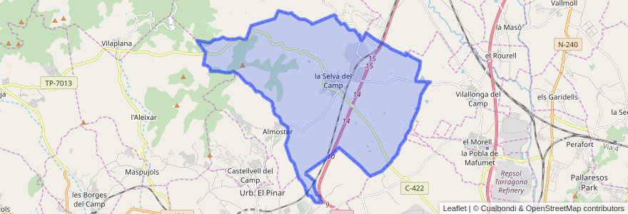 Mapa de ubicacion de la Selva del Camp.