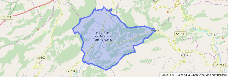 Mapa de ubicacion de la Torre de les Maçanes / Torremanzanas.