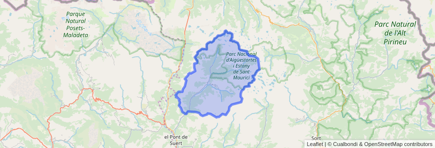 Mapa de ubicacion de la Vall de Boí.