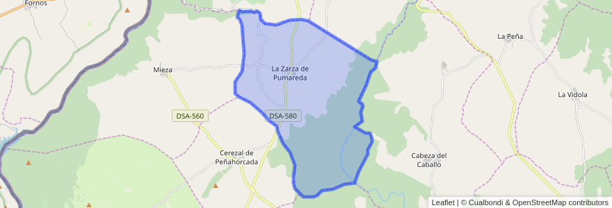 Mapa de ubicacion de La Zarza de Pumareda.