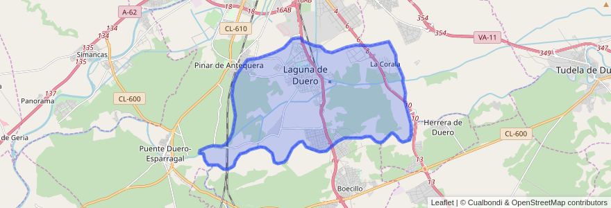 Mapa de ubicacion de Laguna de Duero.