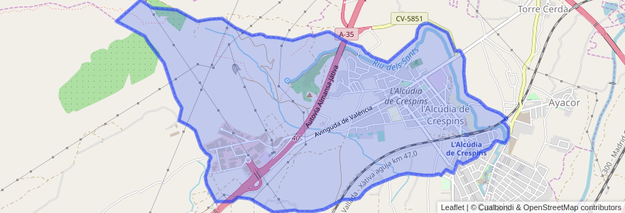 Mapa de ubicacion de l'Alcúdia de Crespins.