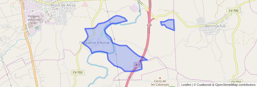 Mapa de ubicacion de l'Alqueria d'Asnar.