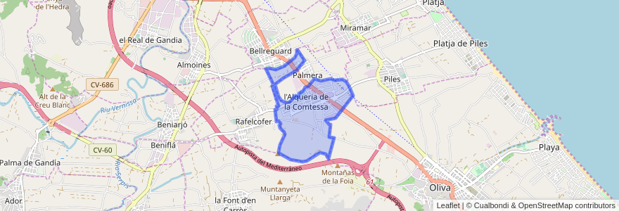 Mapa de ubicacion de Alquería de la Condesa.