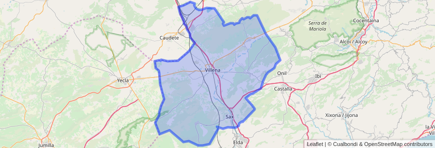 Mapa de ubicacion de l'Alt Vinalopó / El Alto Vinalopó.