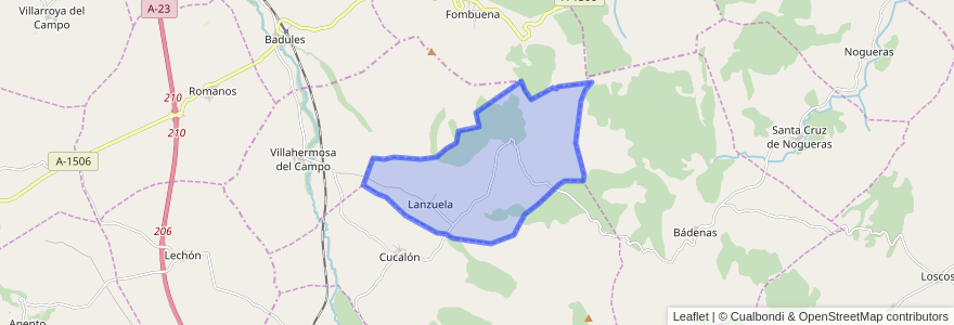 Mapa de ubicacion de Lanzuela.