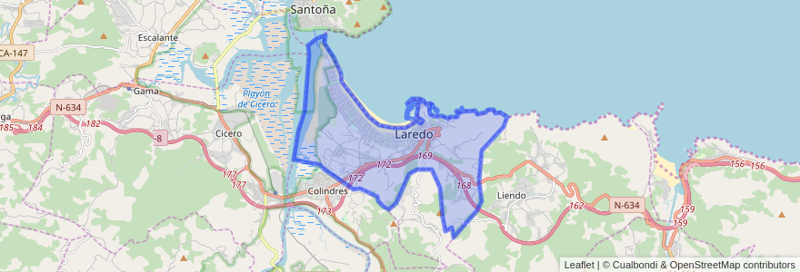 Mapa de ubicacion de Laredo.