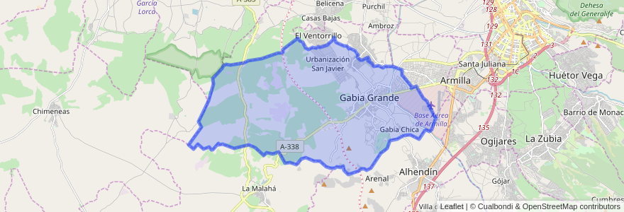 Mapa de ubicacion de Las Gabias.