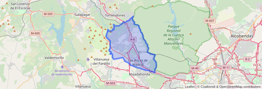 Mapa de ubicacion de Las Rozas de Madrid.