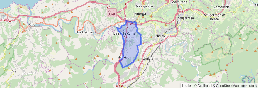 Mapa de ubicacion de Lasarte-Oria.