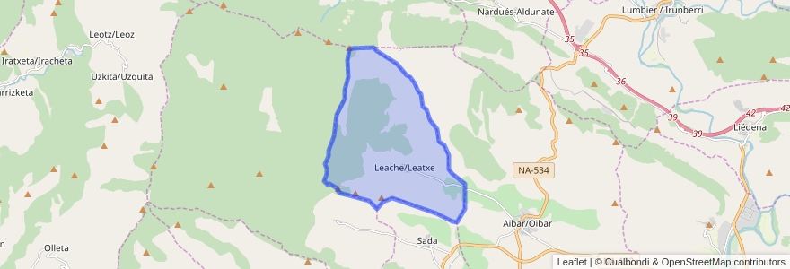 Mapa de ubicacion de Leache/Leatxe.