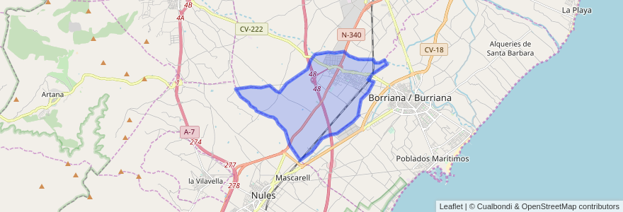 Mapa de ubicacion de les Alqueries / Alquerías del Niño Perdido.